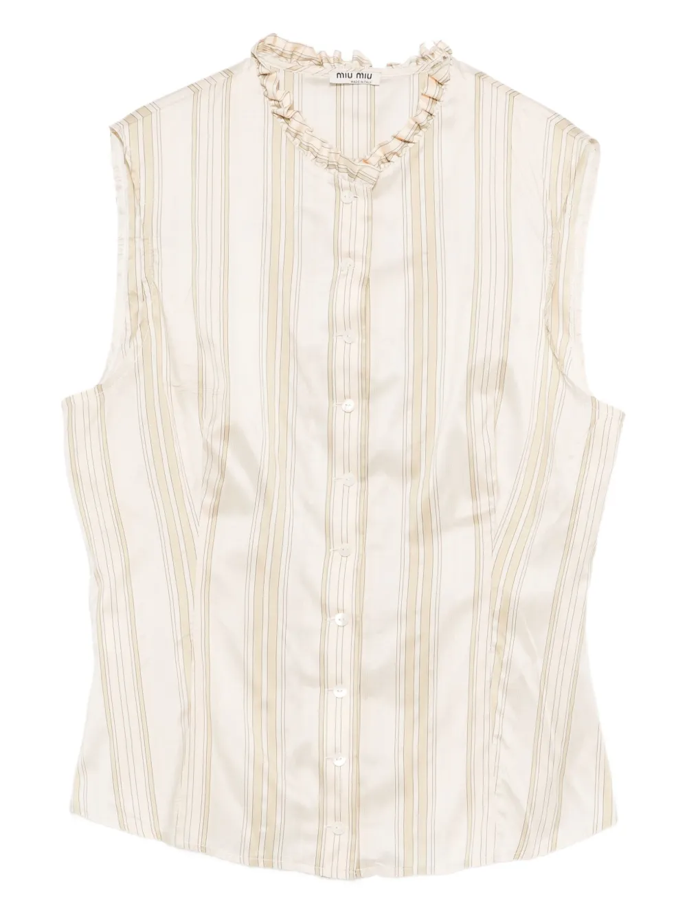 2000s striped ruffle-neck top