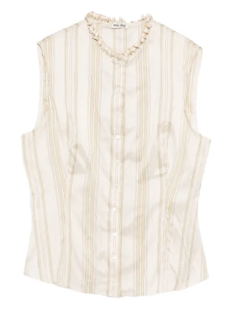 Miu Miu Pre-Owned 2000s striped ruffle-neck top