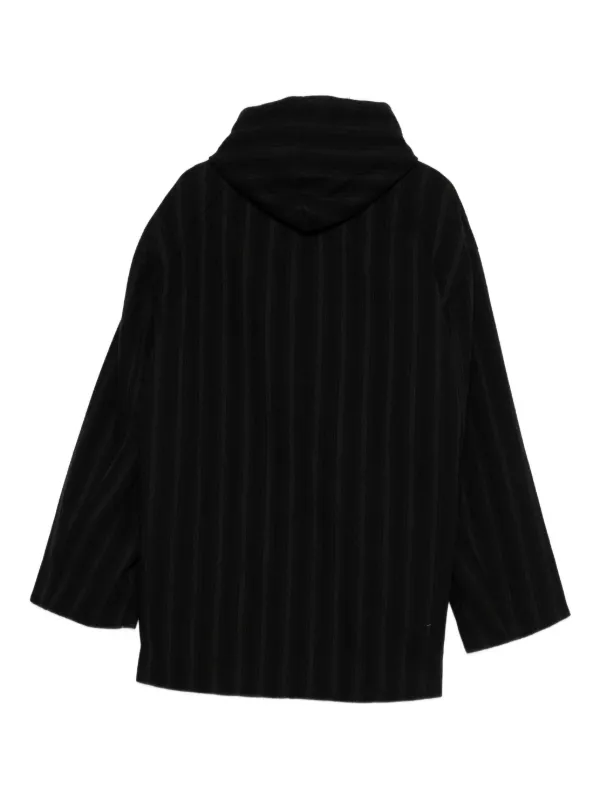 Juun.J ストライプ フーデッドコート | ブラック | FARFETCH JP