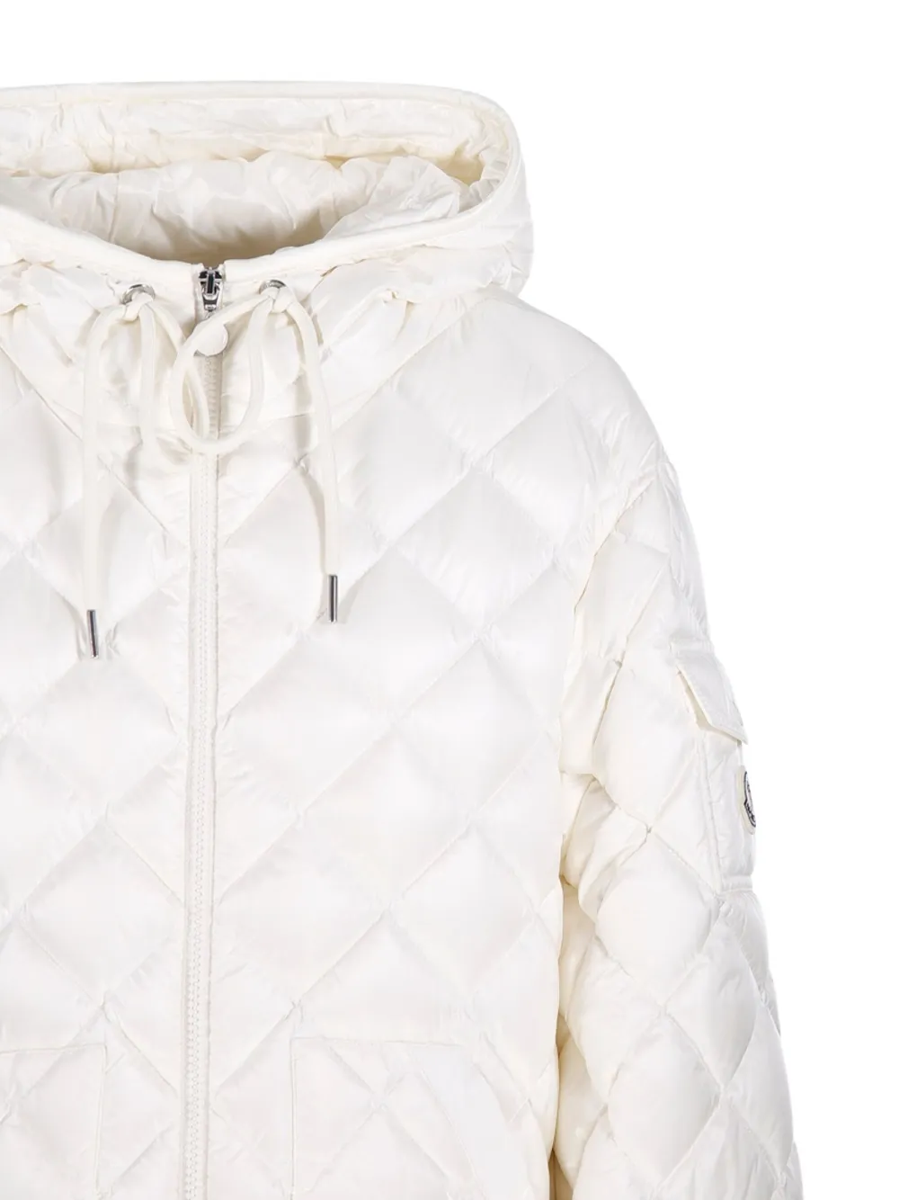 Moncler quilted hooded coat Wit