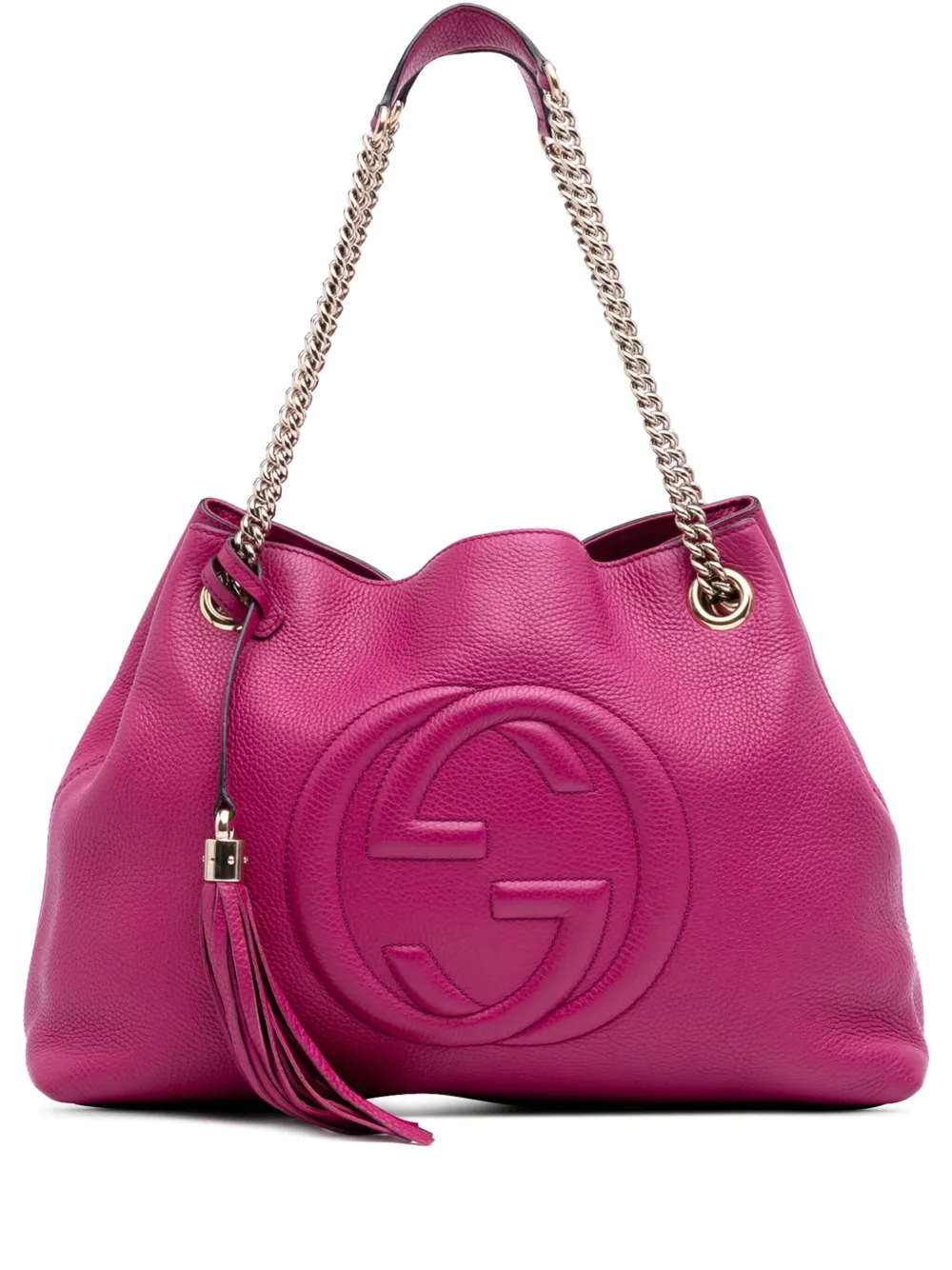 Gucci Pre-Owned 2016-2025 ミディアム レザー ソーホーチェーン トートバッグ - パープル Gucci Pre-Owned 2016-2025 ミディアム レザー ソーホーチェーン トートバッグ - パープル