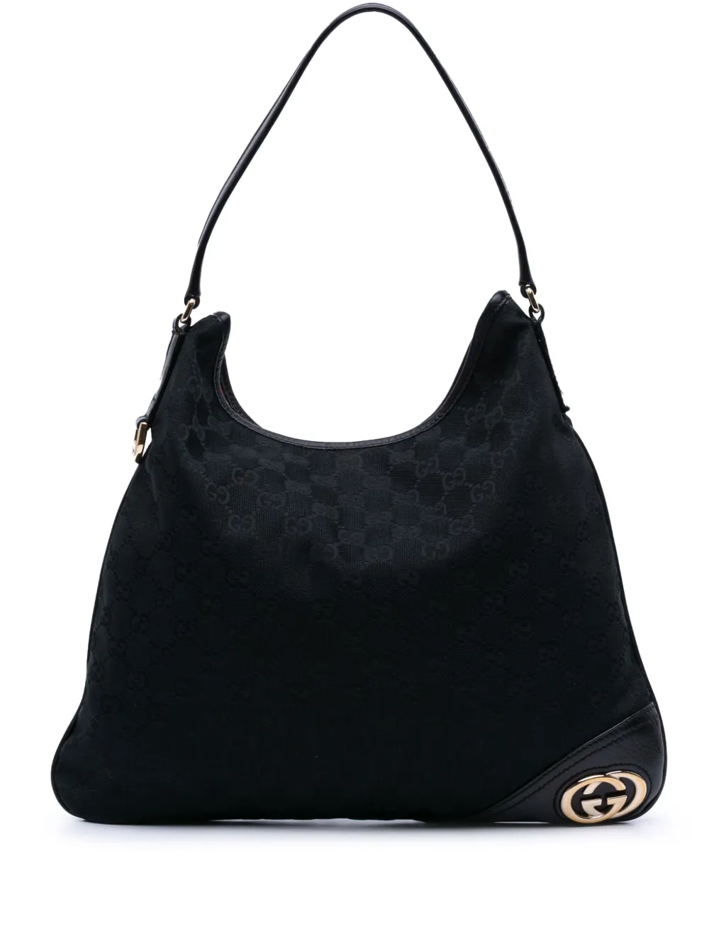 Gucci Pre-Owned 2000-2015 GGキャンバス ニュー ブリット ホーボーバッグ - ブラック Gucci Pre-Owned 2000-2015 GGキャンバス ニュー ブリット ホーボーバッグ - ブラック
