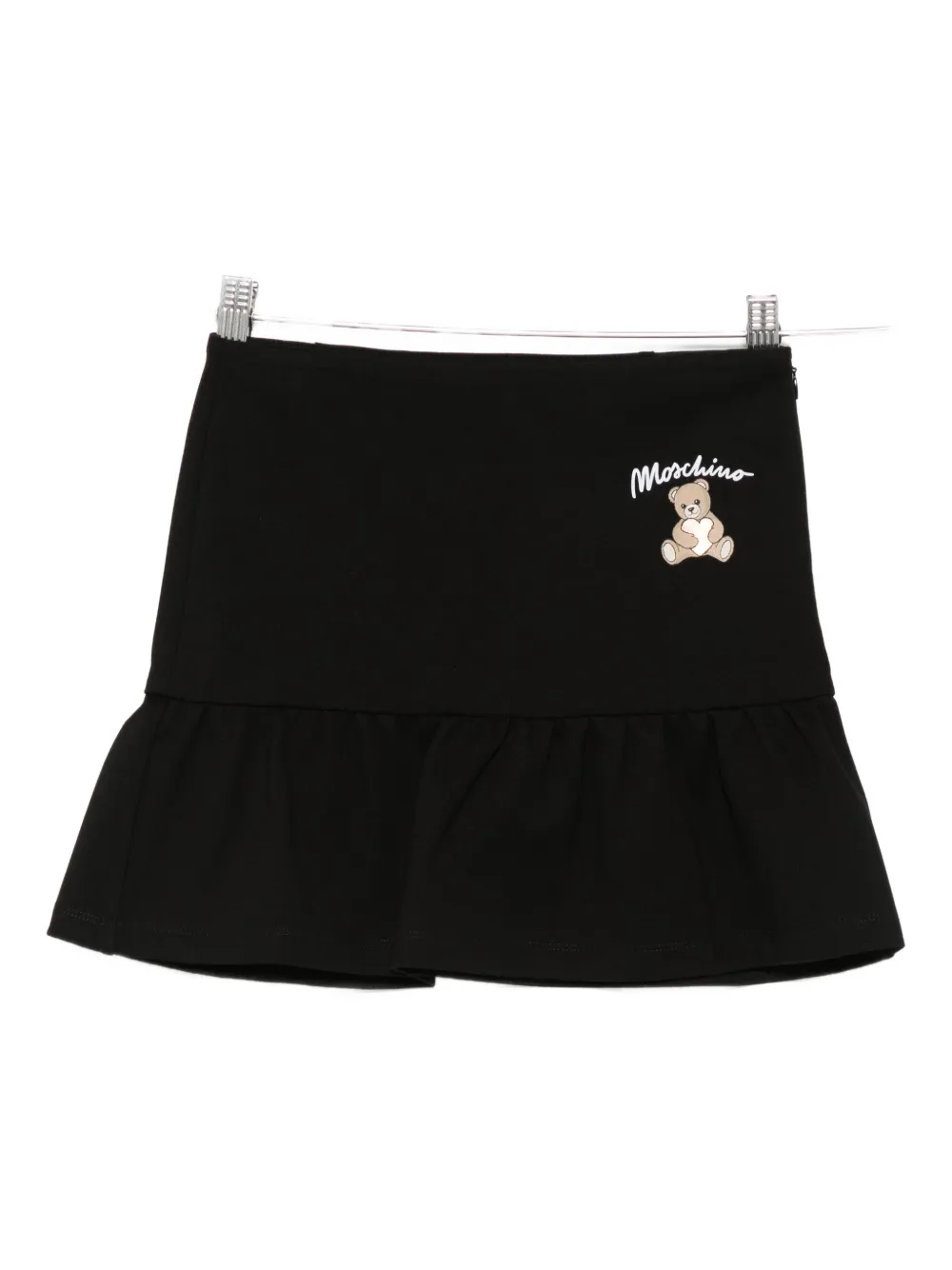 Moschino Teddy Bear-embellished Ruffled Skirt In Black