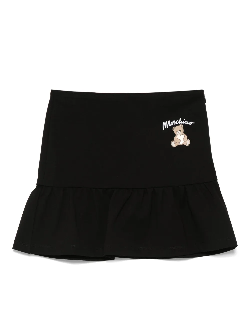Moschino Kids Teddy Bear-embellished ruffled skirt Zwart