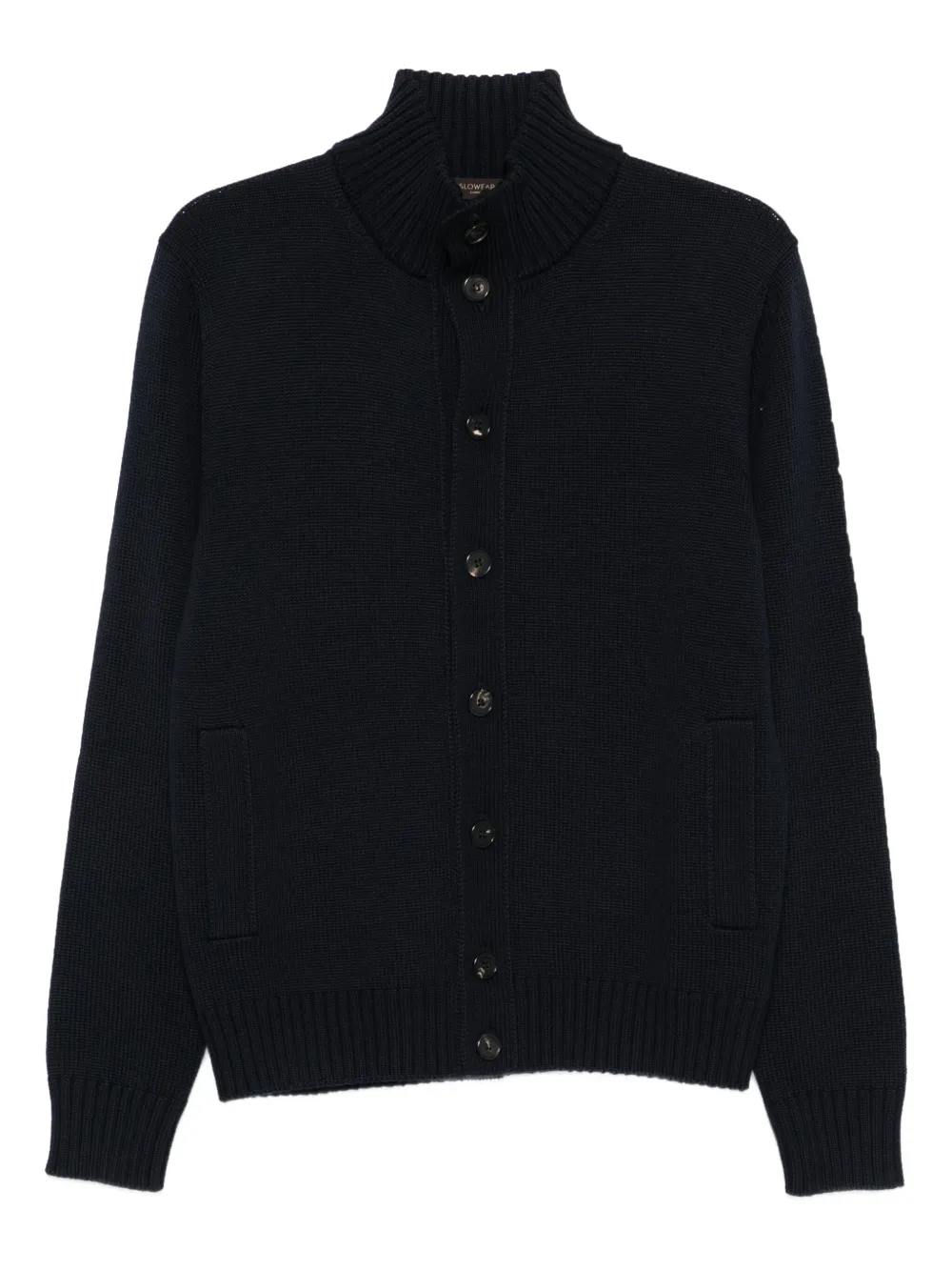 Zanone Wollen vest met hoge hals Blauw