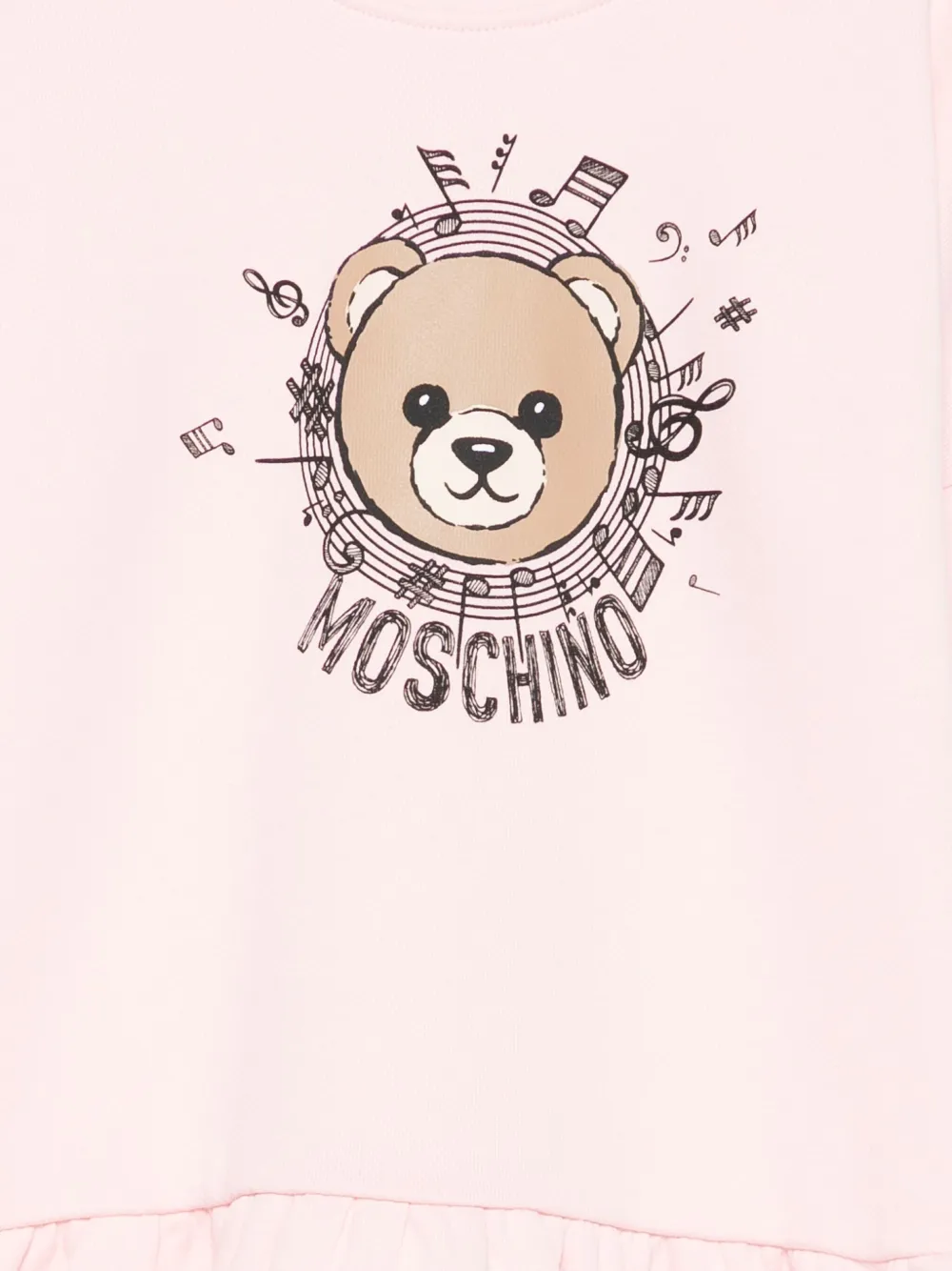 Moschino Kids Teddy Bear-print ruffled dress Roze
