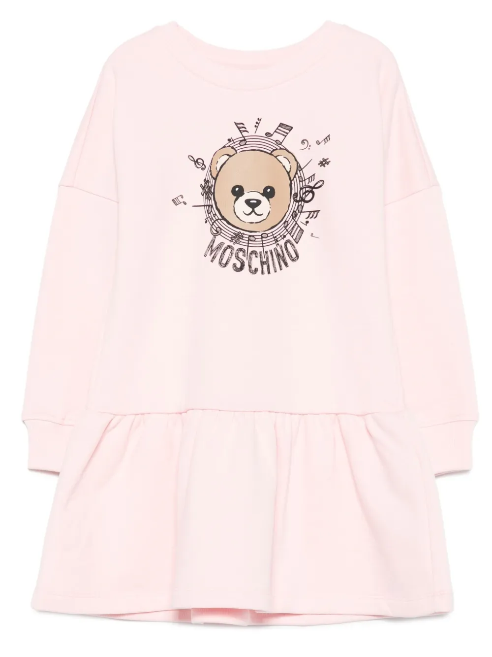 Moschino Kids Teddy Bear-print ruffled dress Roze