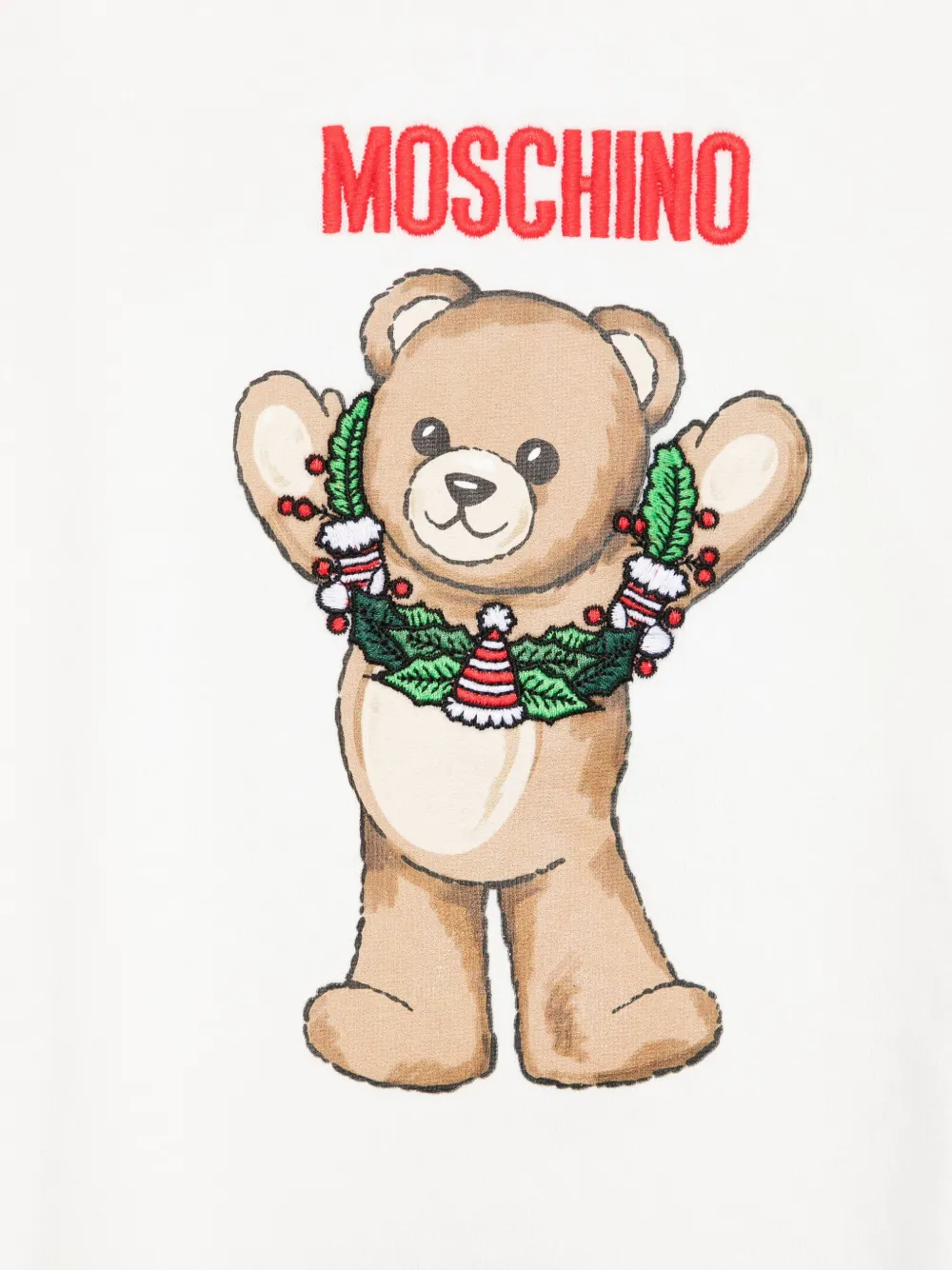 Moschino Kids teddy-print cotton sweatshirt Wit