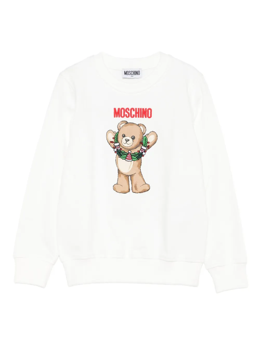Moschino Kids teddy-print cotton sweatshirt | White | Image 1