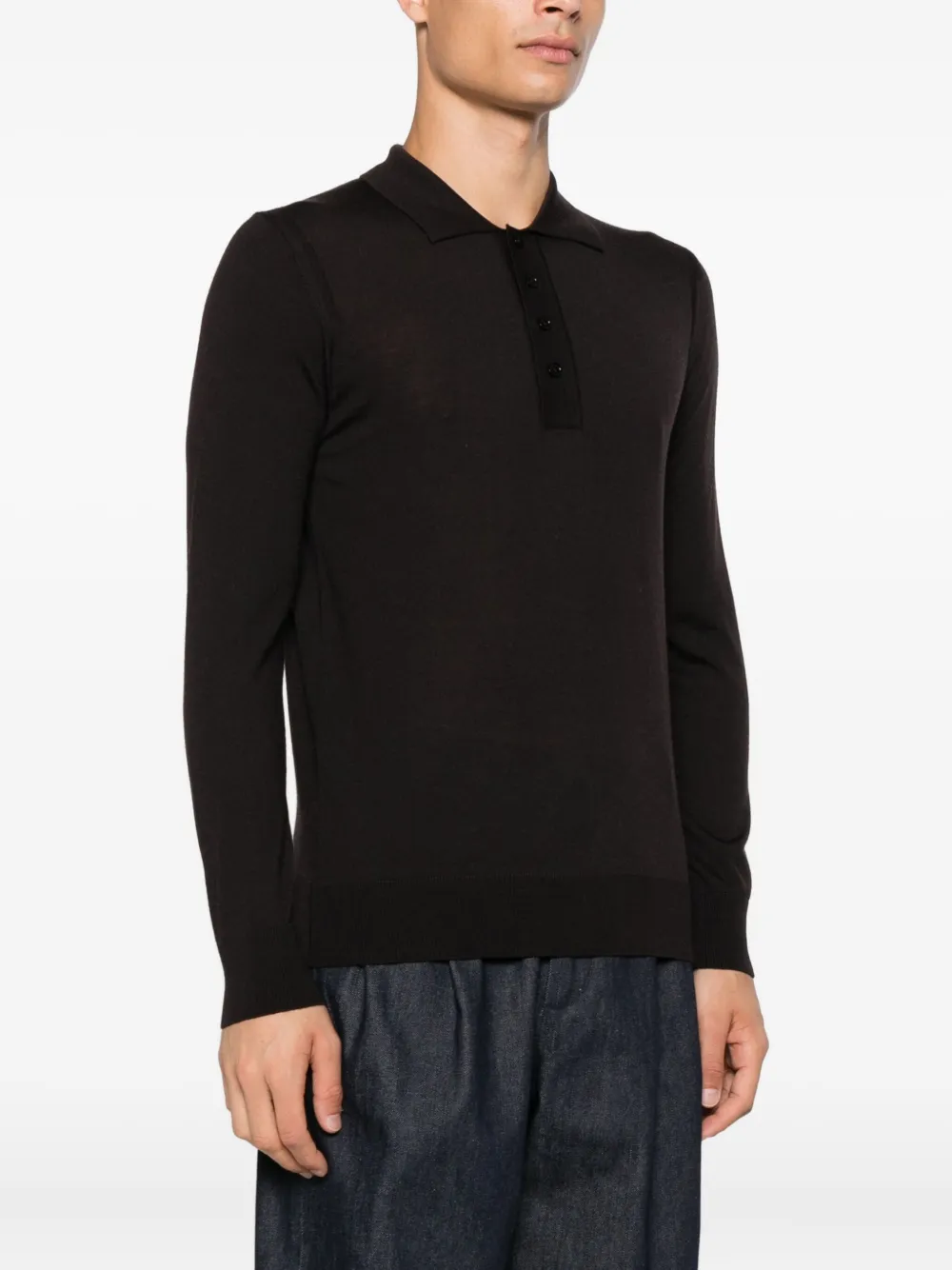 Paolo Pecora Poloshirt met lange mouwen Bruin