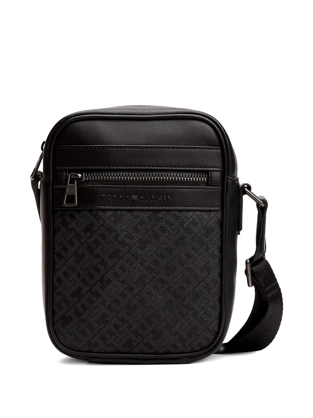 Tommy Hilfiger monogram-pattern messenger bag Zwart