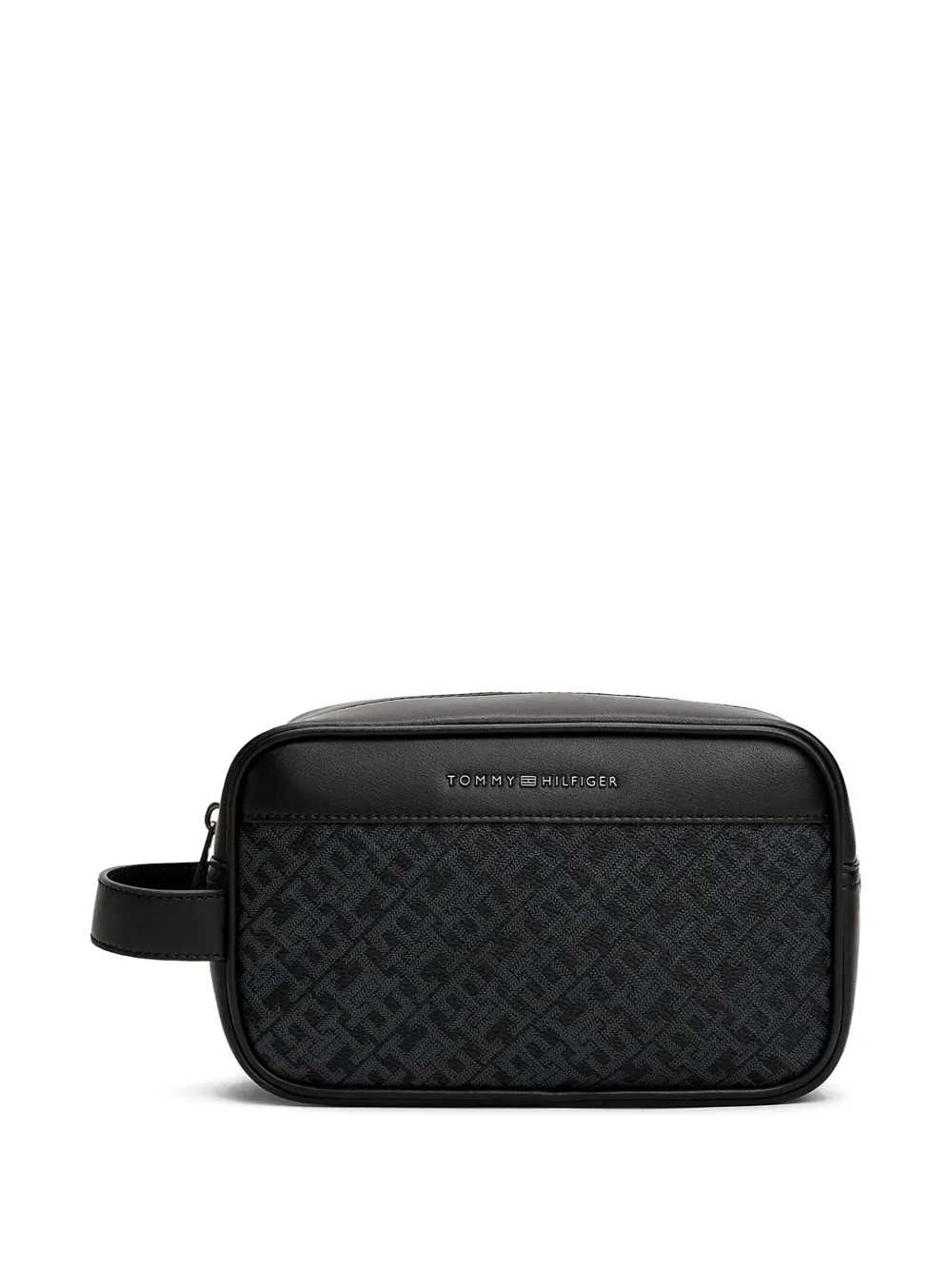 Tommy Hilfiger monogram zip wash bag Zwart