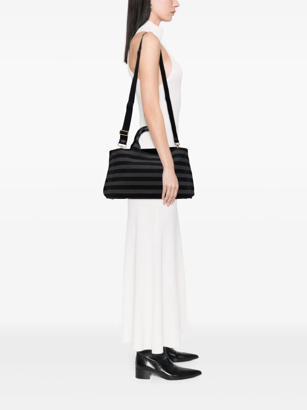 Prada Pre-Owned 2013-2025 Large Canvas Canapa Righe Striped satchel | Pre-Owned | Image 2