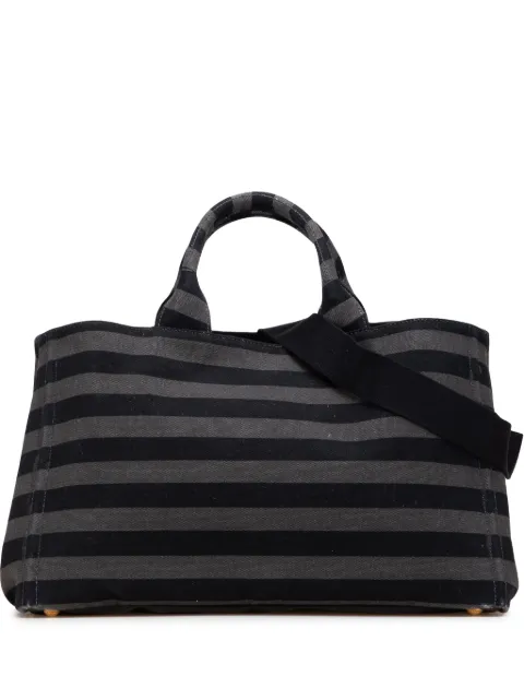 Prada Pre-Owned 2013-2025 Large Canvas Canapa Righe Striped satchel