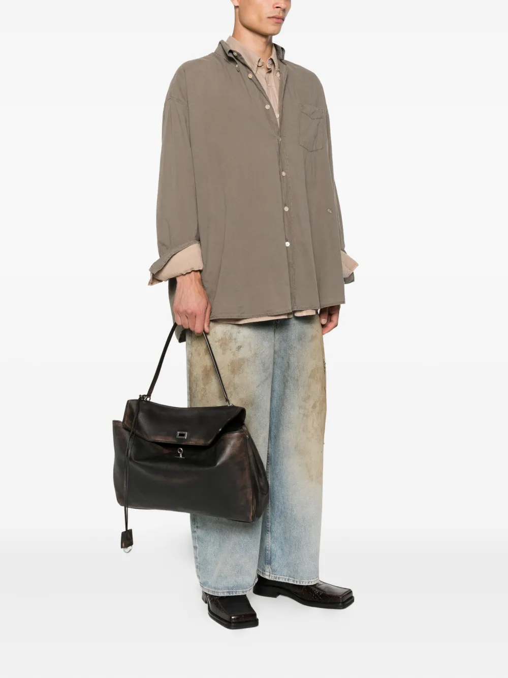Balenciaga Rodeo leren schoudertas met omslag Bruin