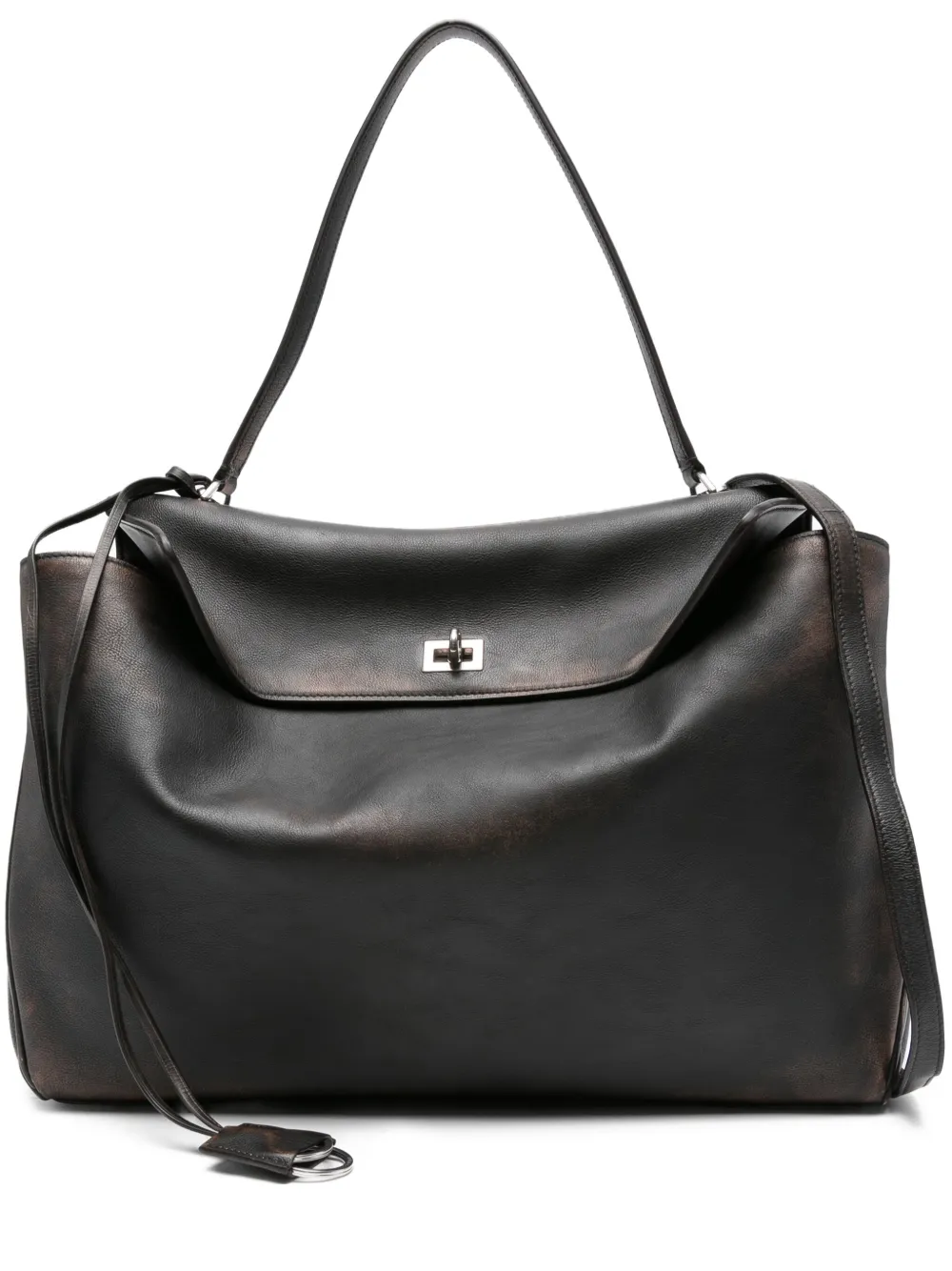 Balenciaga Rodeo leren schoudertas met omslag Bruin
