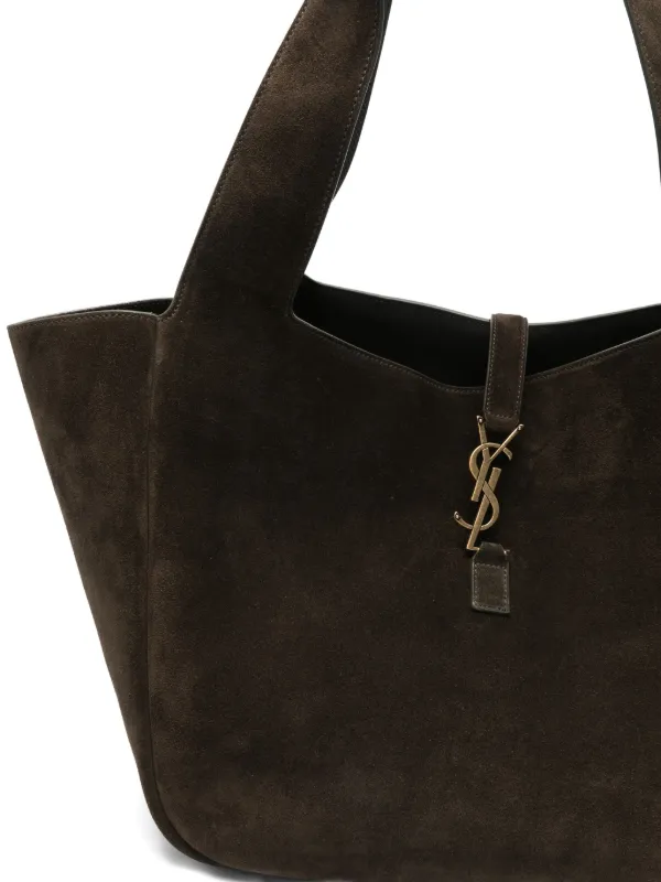 Saint Laurent Le à Bea Suede logo-plaque Tote Bag Brown