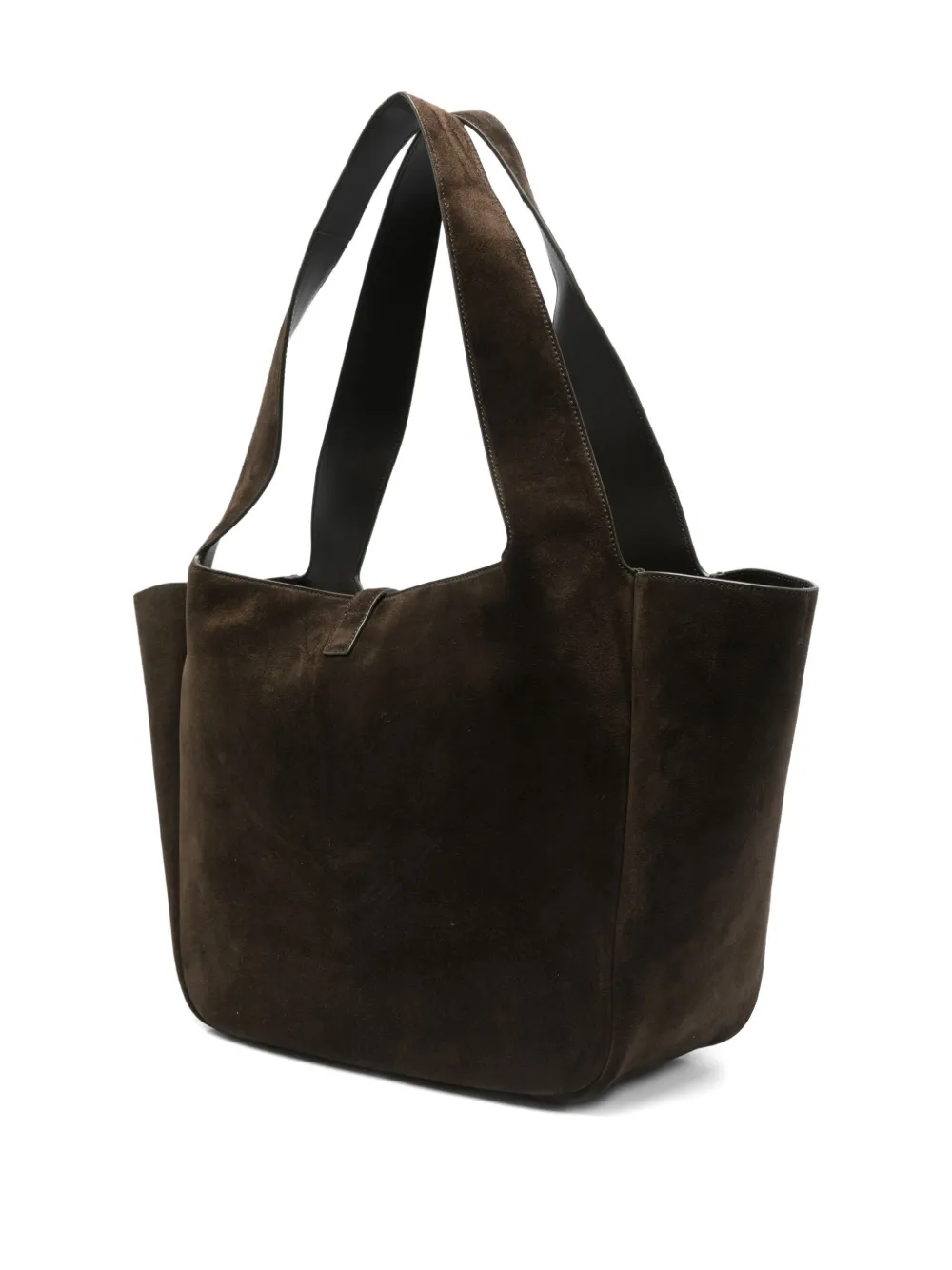 Saint Laurent Le 5 À 7 Bea Suede Logo-plaque Tote Bag In Brown