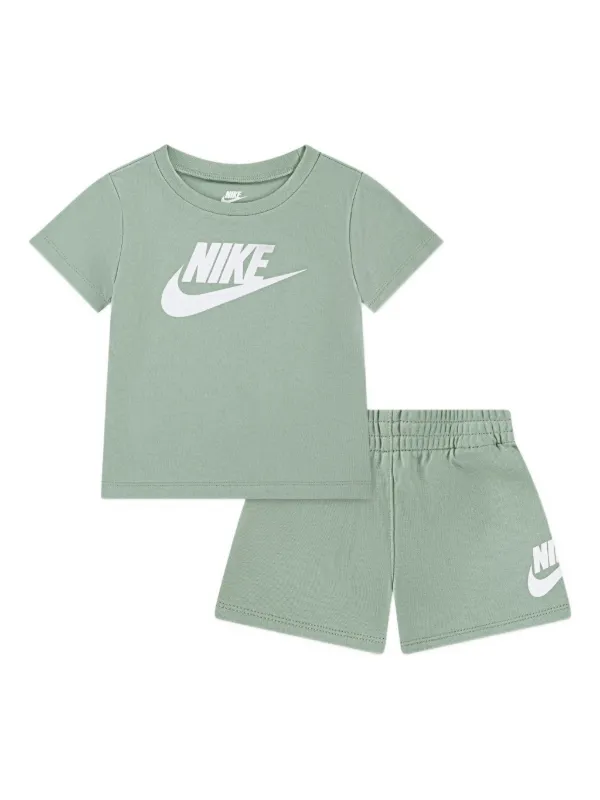 Nike Kids Club logo-print Jersey Shorts Set Green FARFETCH IN