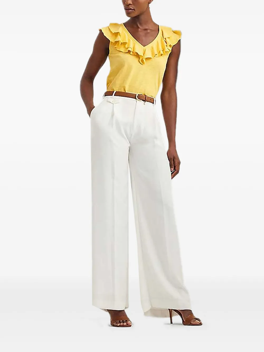 Lauren Ralph Lauren Majica mouwloze top met ruche hals Geel