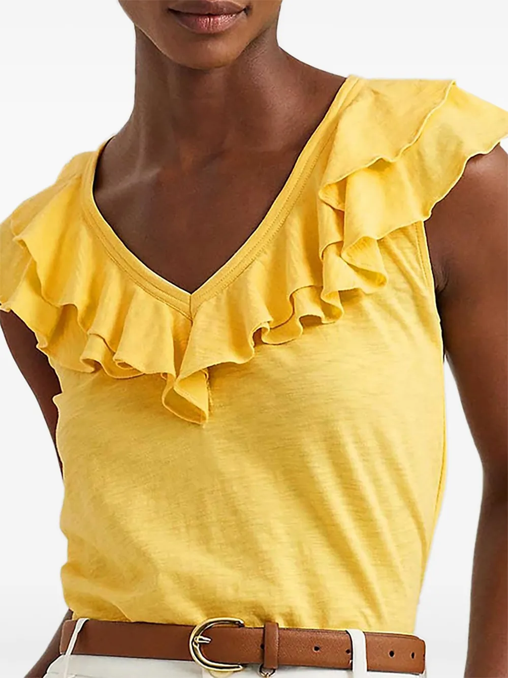 Lauren Ralph Lauren Majica mouwloze top met ruche hals Geel