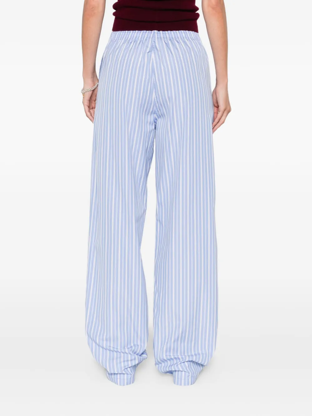Miu striped cotton trousers Blauw