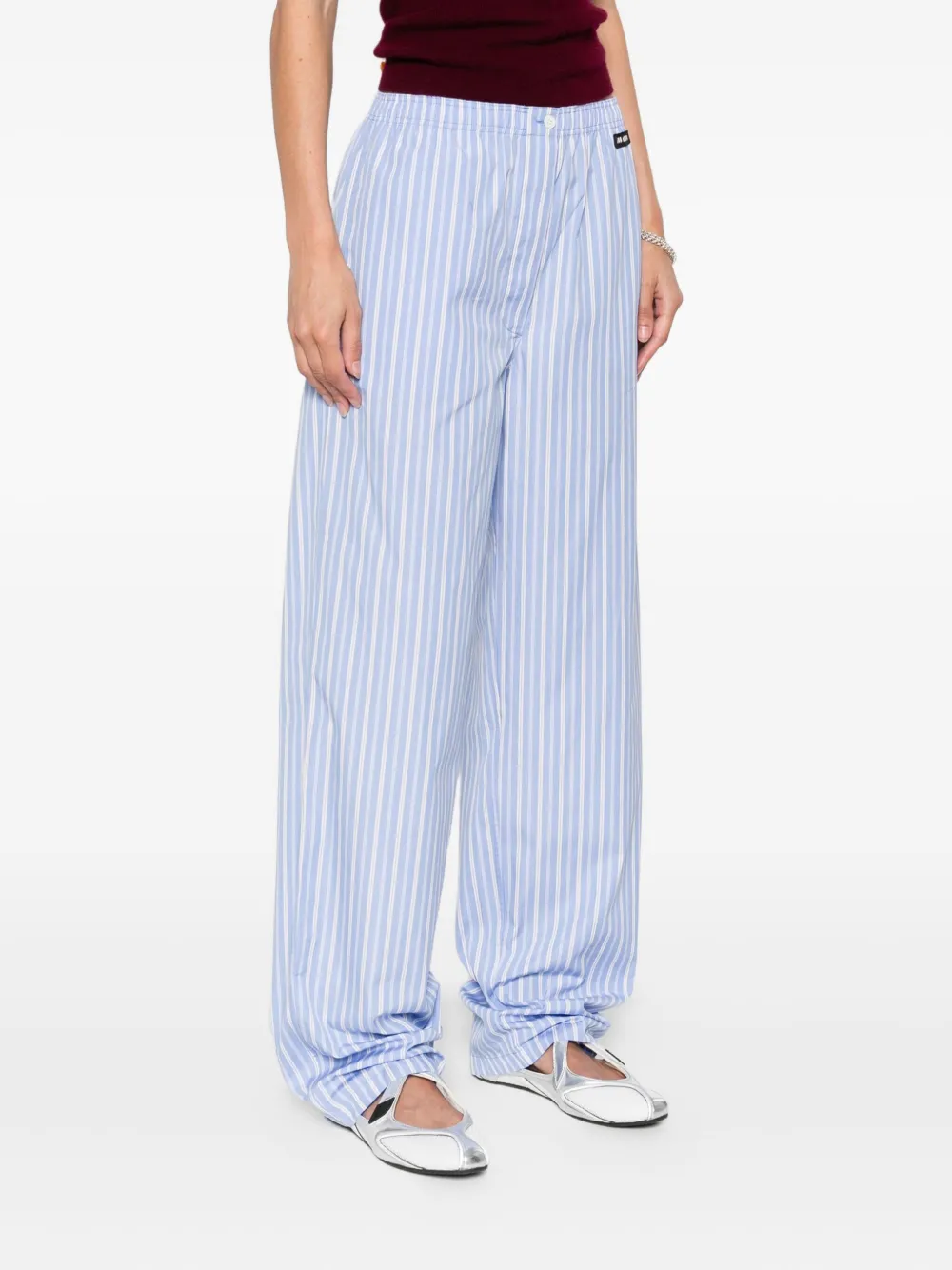 Miu striped cotton trousers Blauw