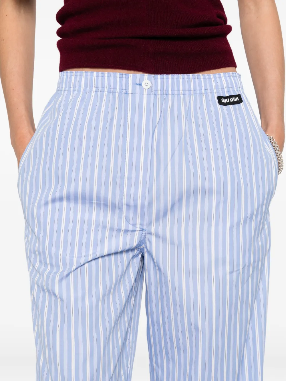Miu striped cotton trousers Blauw