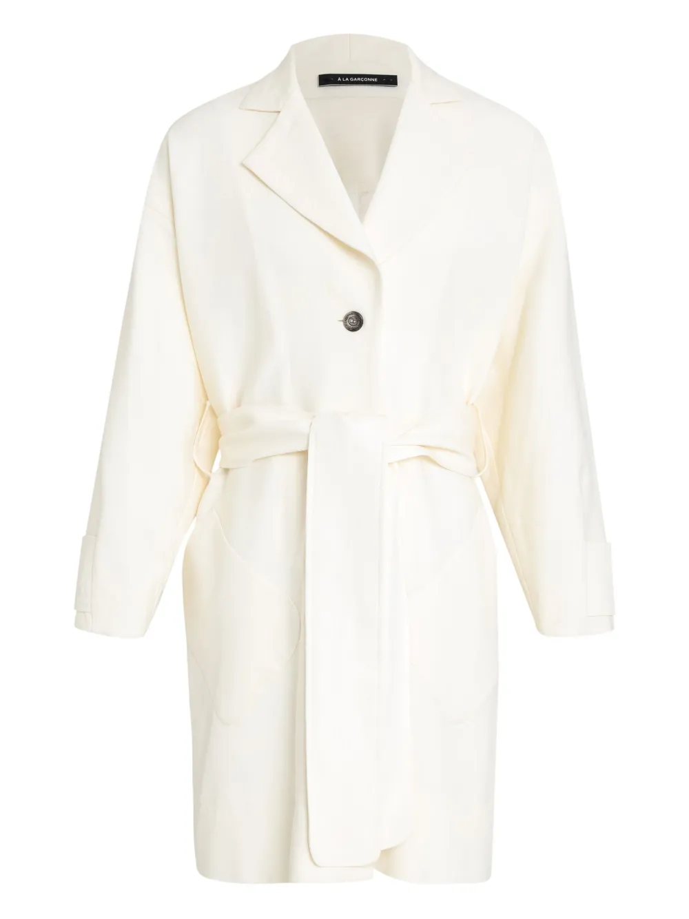 À La Garçonne Casaco Selz com abotoamento simples e cinto | Branco | Image 1
