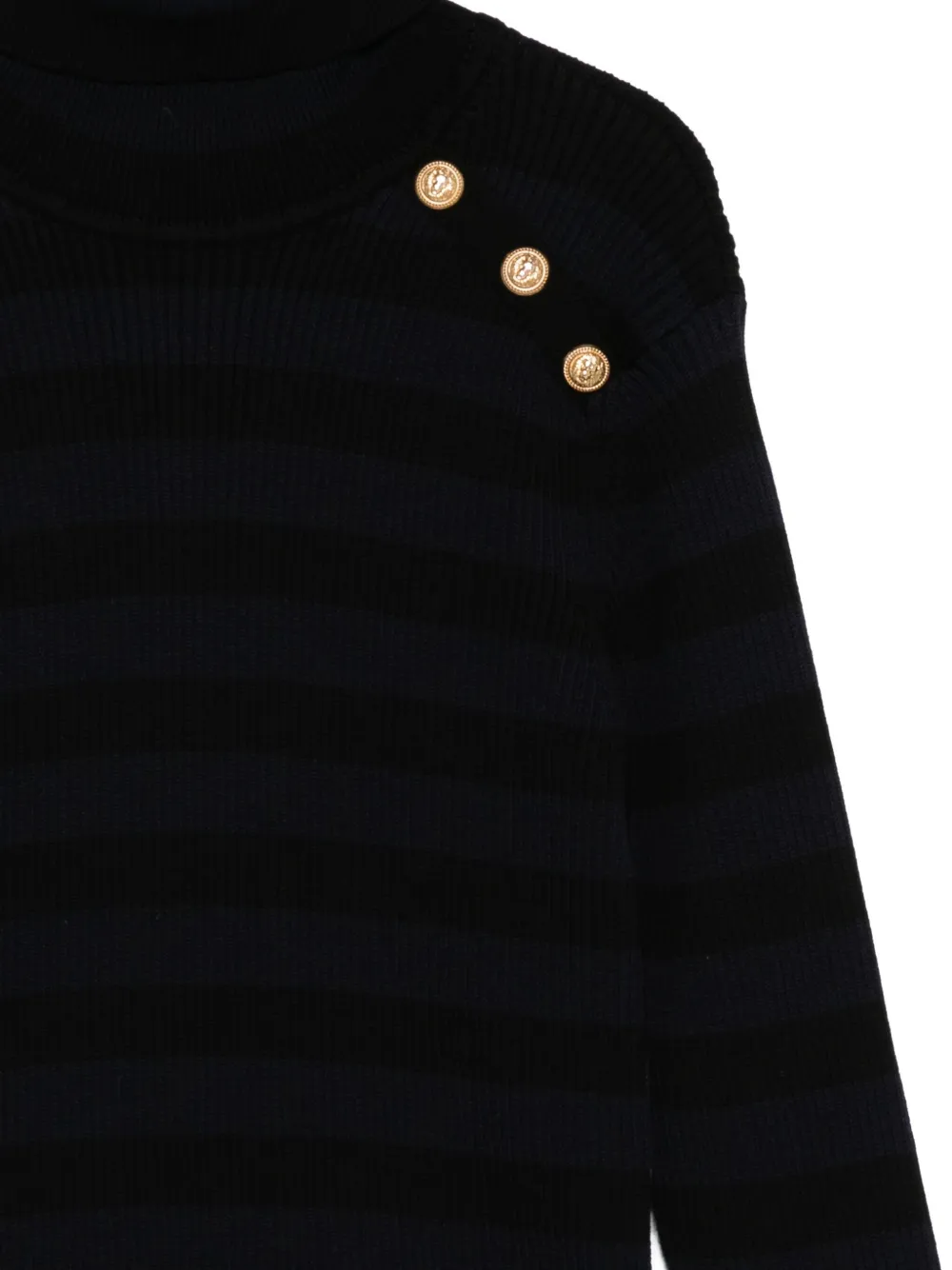 Balmain Kids striped ribbed turtleneck sweater Zwart