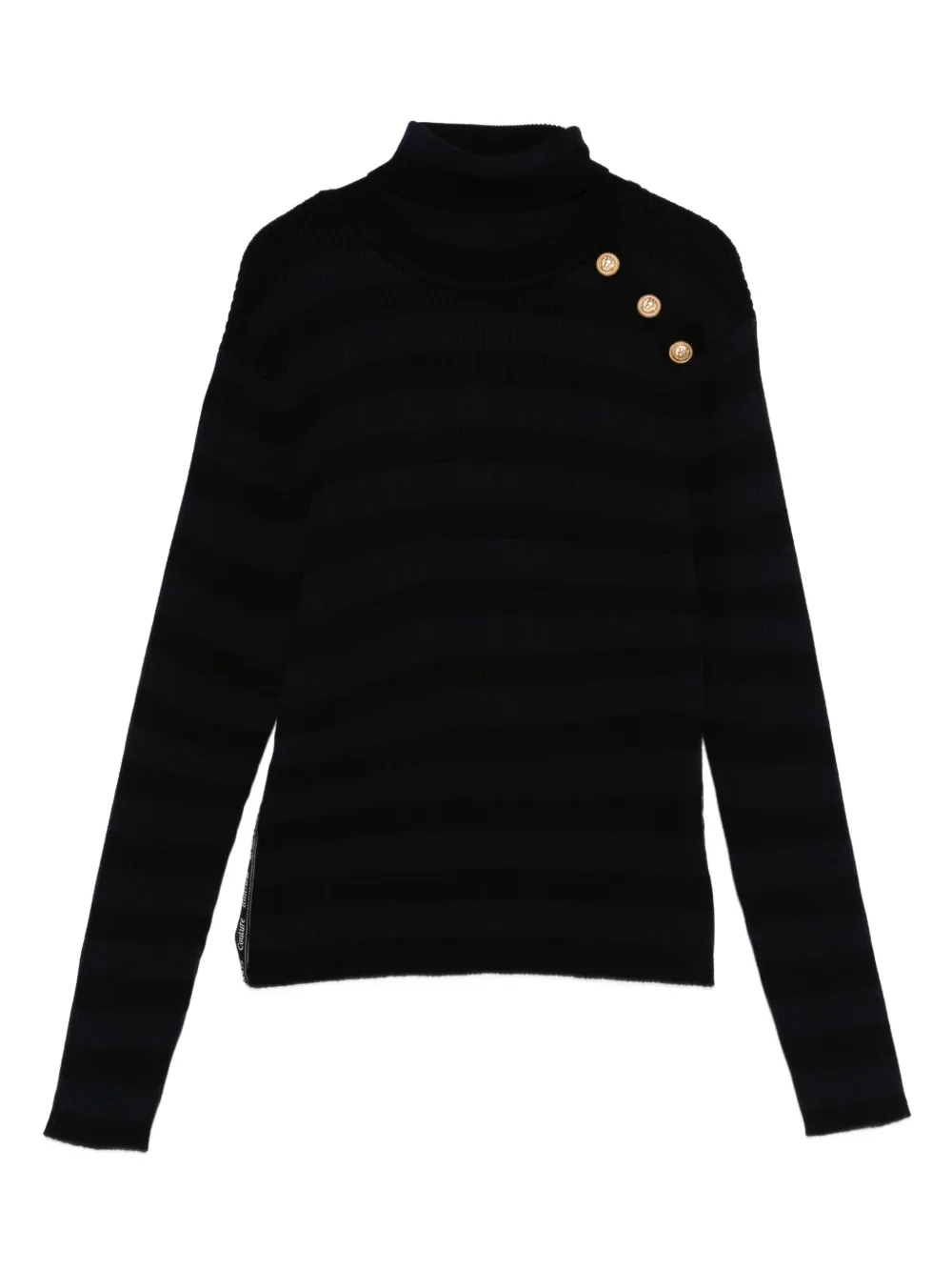 Balmain Kids striped ribbed turtleneck sweater Zwart