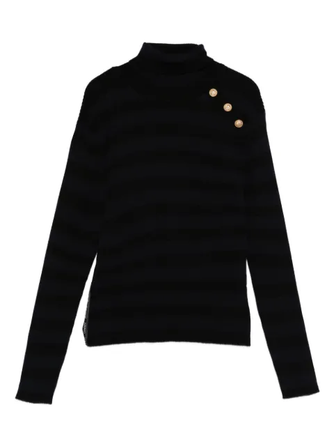 Balmain Kids striped ribbed turtleneck sweater