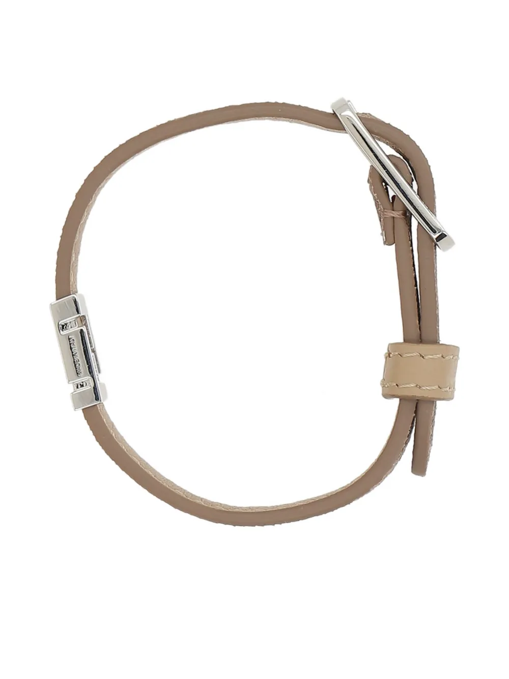 Fendi Ff-logo Leather Bracelet In Brown