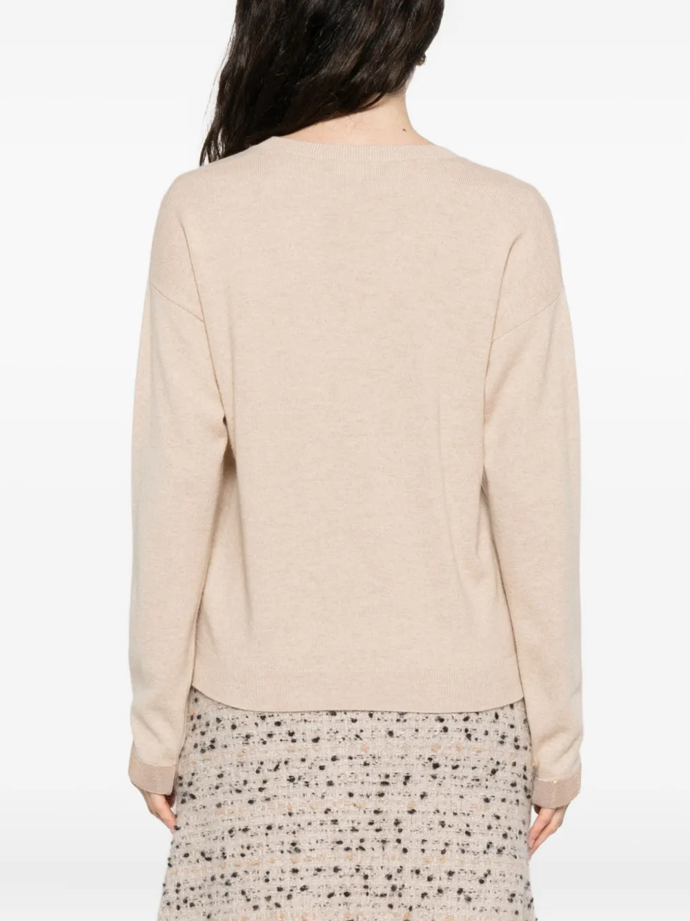 Fabiana Filippi sequin-embellished V-neck sweater Beige