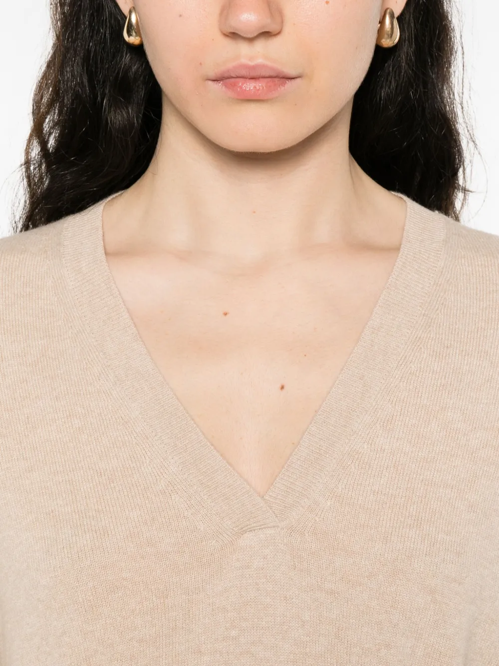 Fabiana Filippi sequin-embellished V-neck sweater Beige