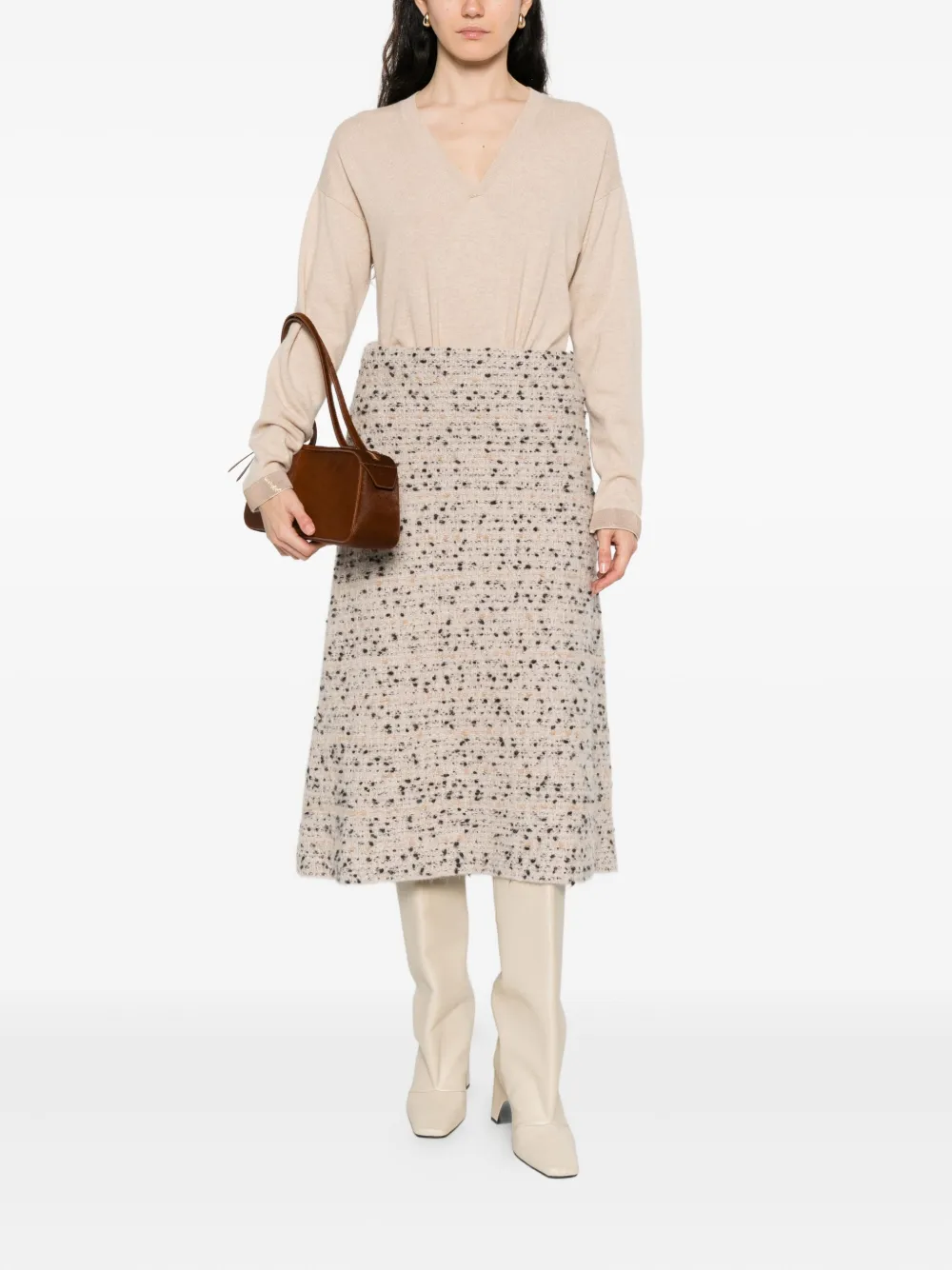 Fabiana Filippi sequin-embellished V-neck sweater Beige