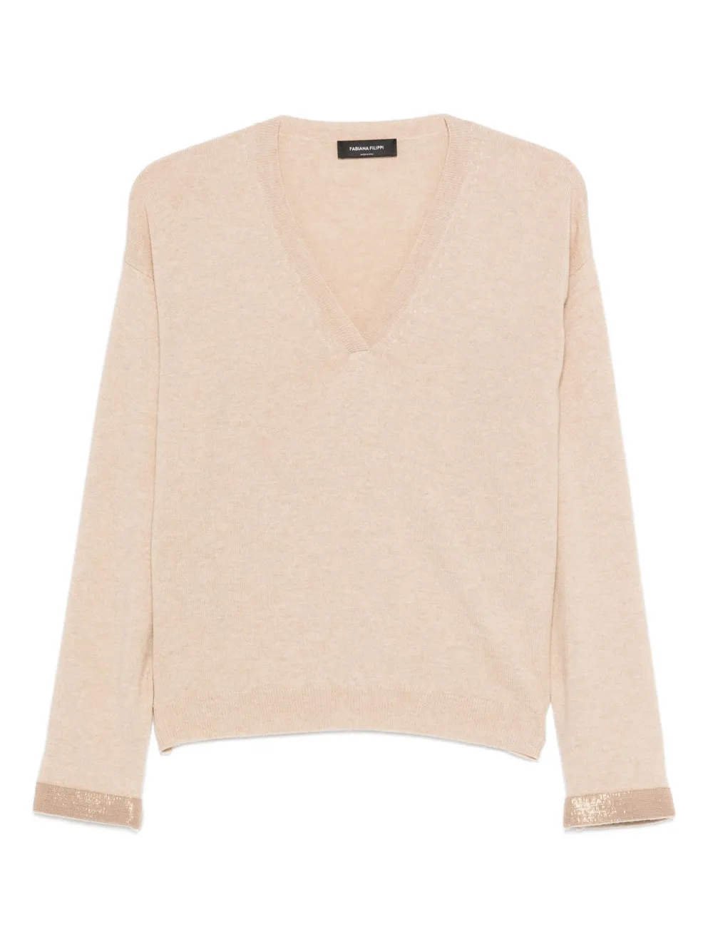 Fabiana Filippi sequin-embellished V-neck sweater Beige