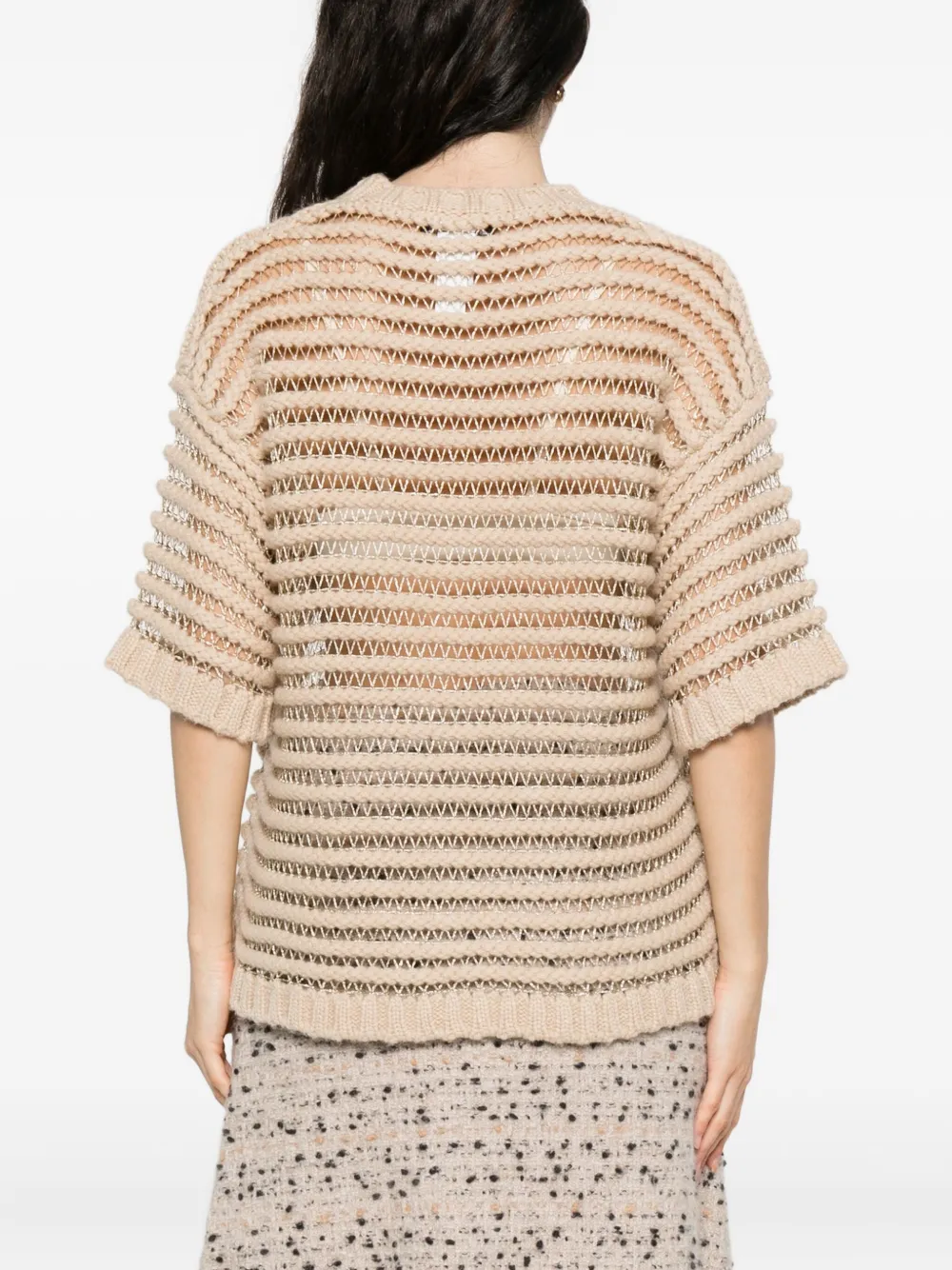 Fabiana Filippi open-knit short-sleeve top Beige