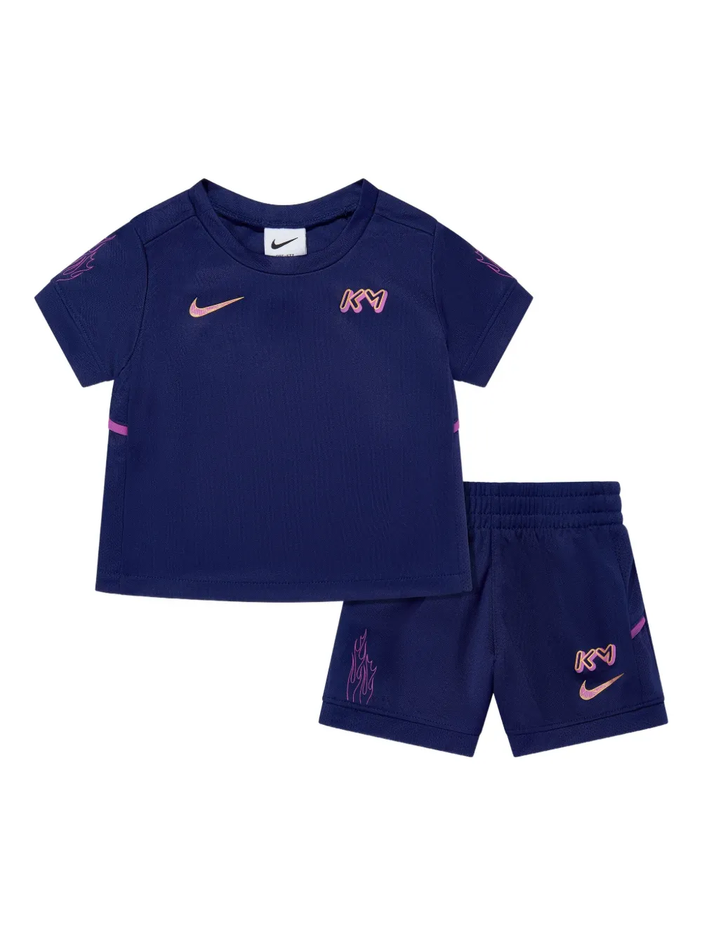 Nike Kids x Kyllian Mbappé top en shorts met vlam logo Blauw