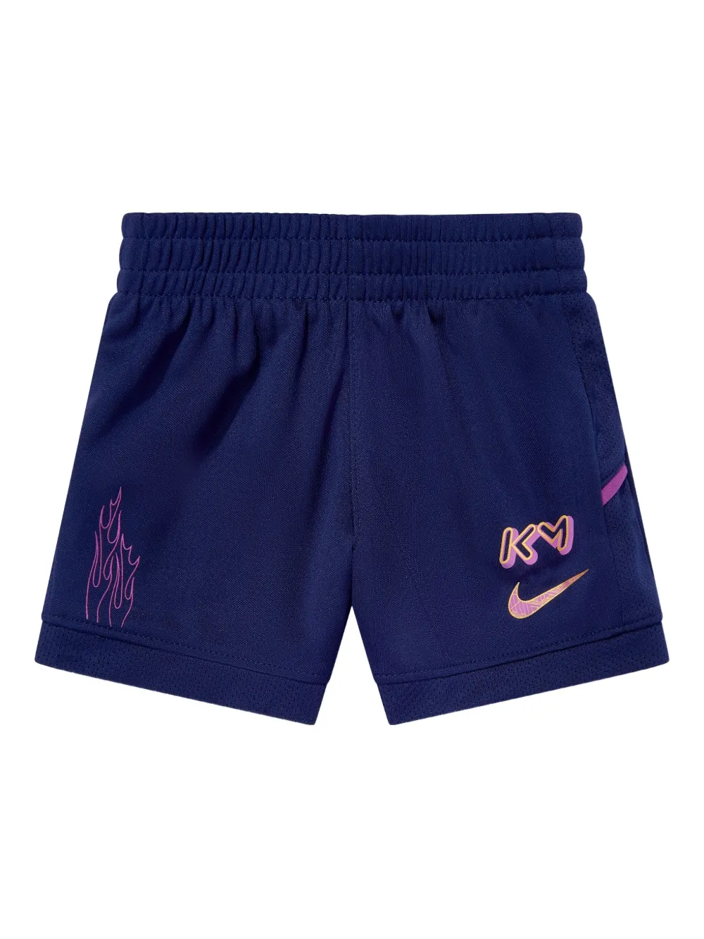 Nike Kids x Kyllian Mbappé top en shorts met vlammenlogo Blauw