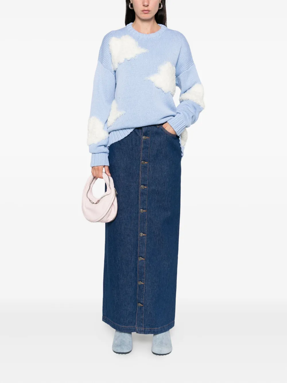 Fiorucci Button-front Denim Skirt In Blue