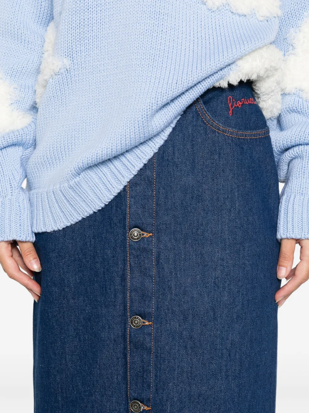 Fiorucci Button-front Denim Skirt In Blue