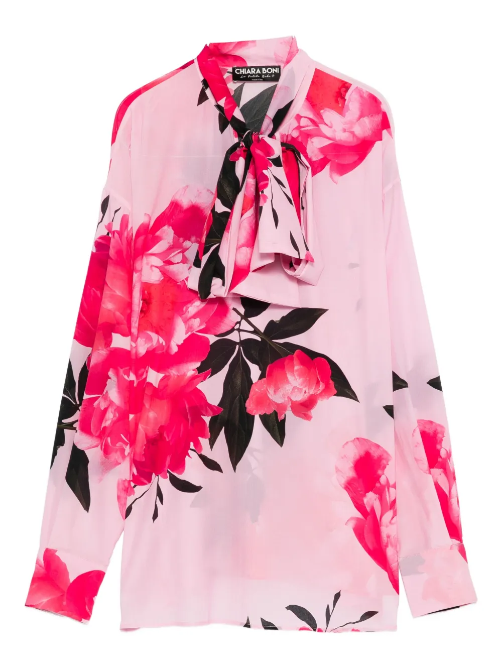CHIARA BONI La Petite Robe Sofi floral-print tie-neck top - Rosa