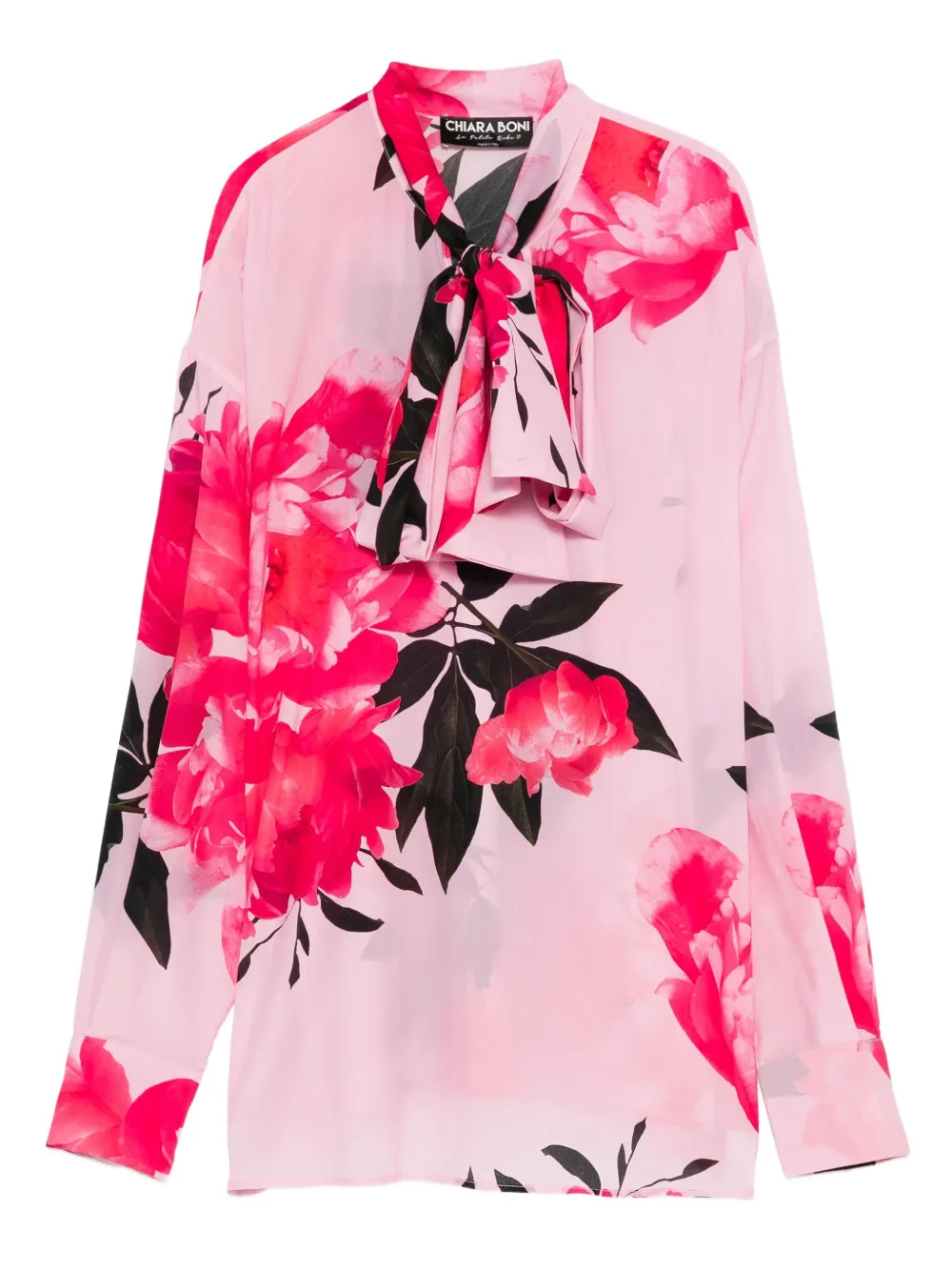 CHIARA BONI La Petite Robe Sofi floral-print tie-neck top Roze