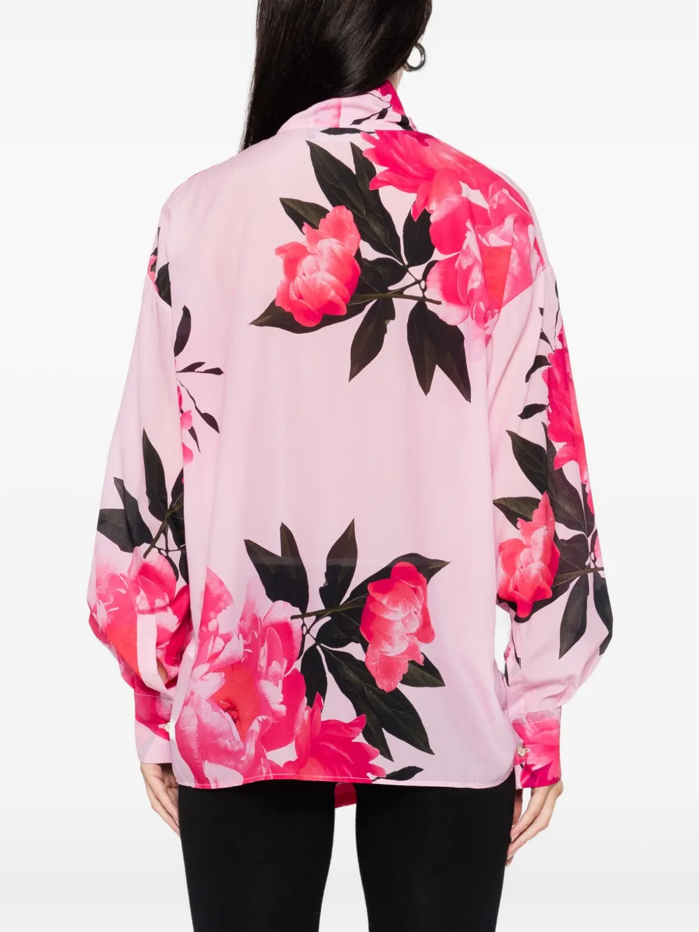 CHIARA BONI La Petite Robe Sofi floral-print tie-neck top Roze
