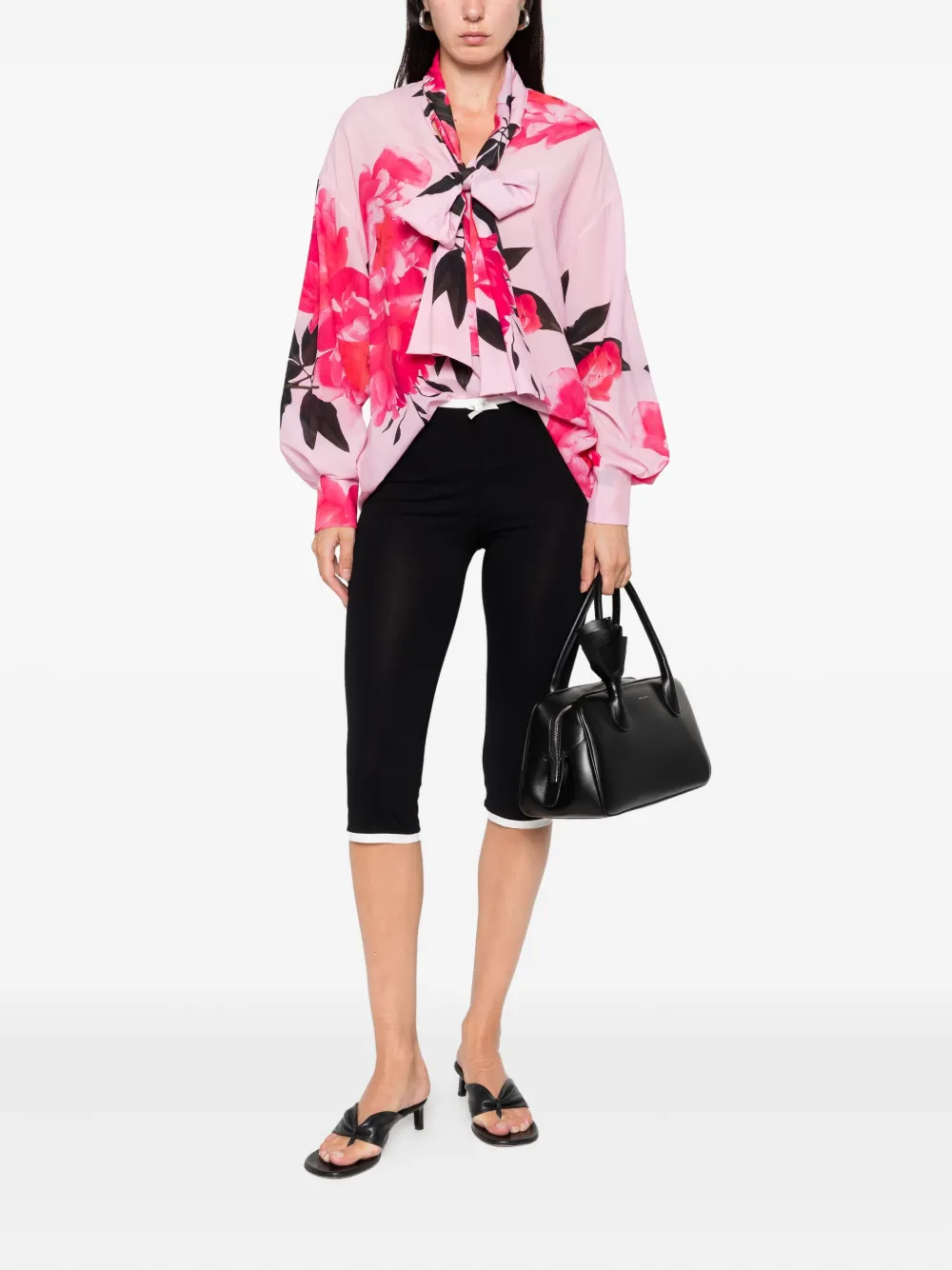 CHIARA BONI La Petite Robe Sofi floral-print tie-neck top Roze