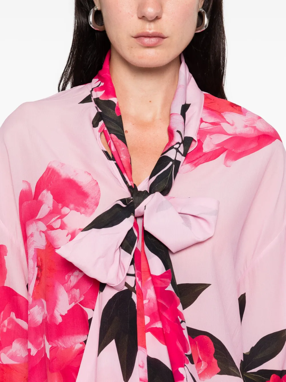 CHIARA BONI La Petite Robe Sofi floral-print tie-neck top Roze