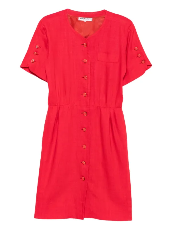 fitted lace wedding dress The Red V Neck Sleeveless Linen Mini Dress main image 0