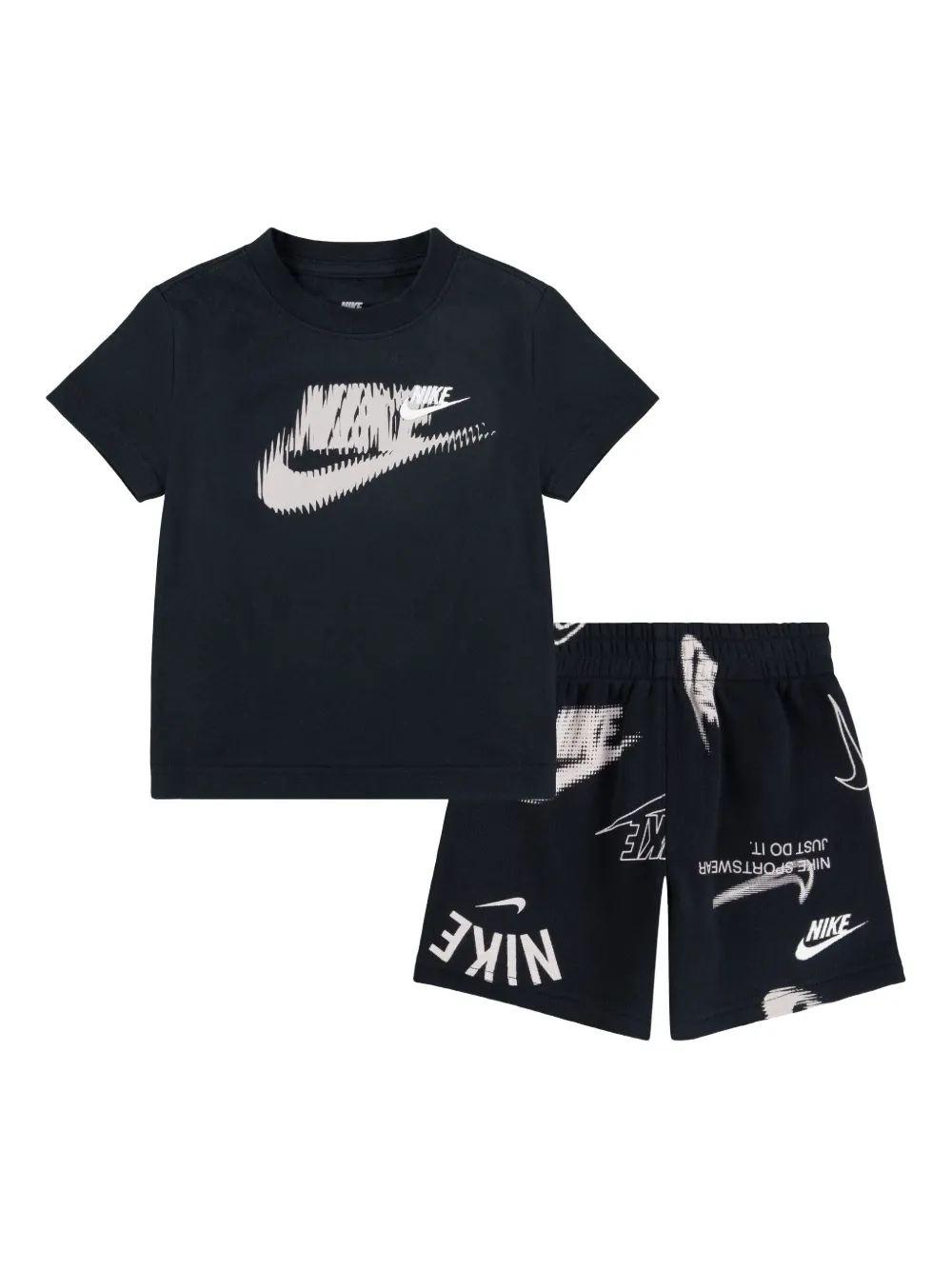 Nike Kids Shorts set met Swoosh print Zwart