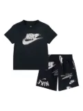 Nike Kids Swoosh-printed shorts set - Black